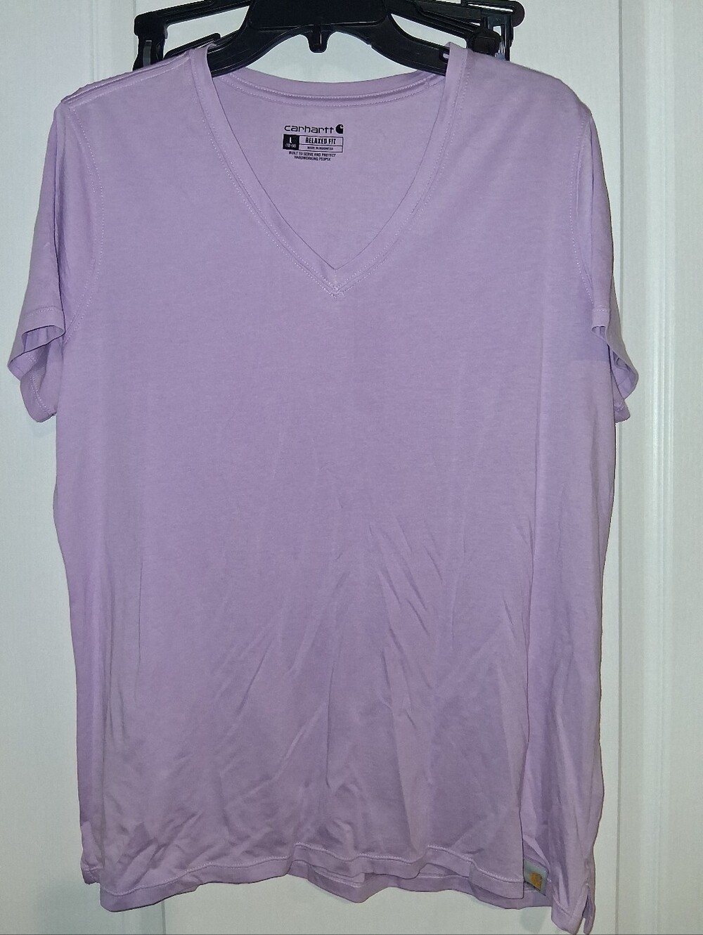 Carhartt Women's Light Lavender V-Neck Short Sleeve Tee